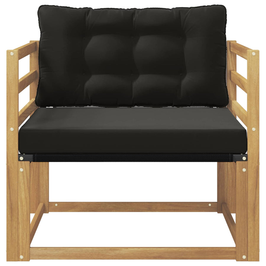 Buiten bankenset Massief Acaciahout en Textilene Wit