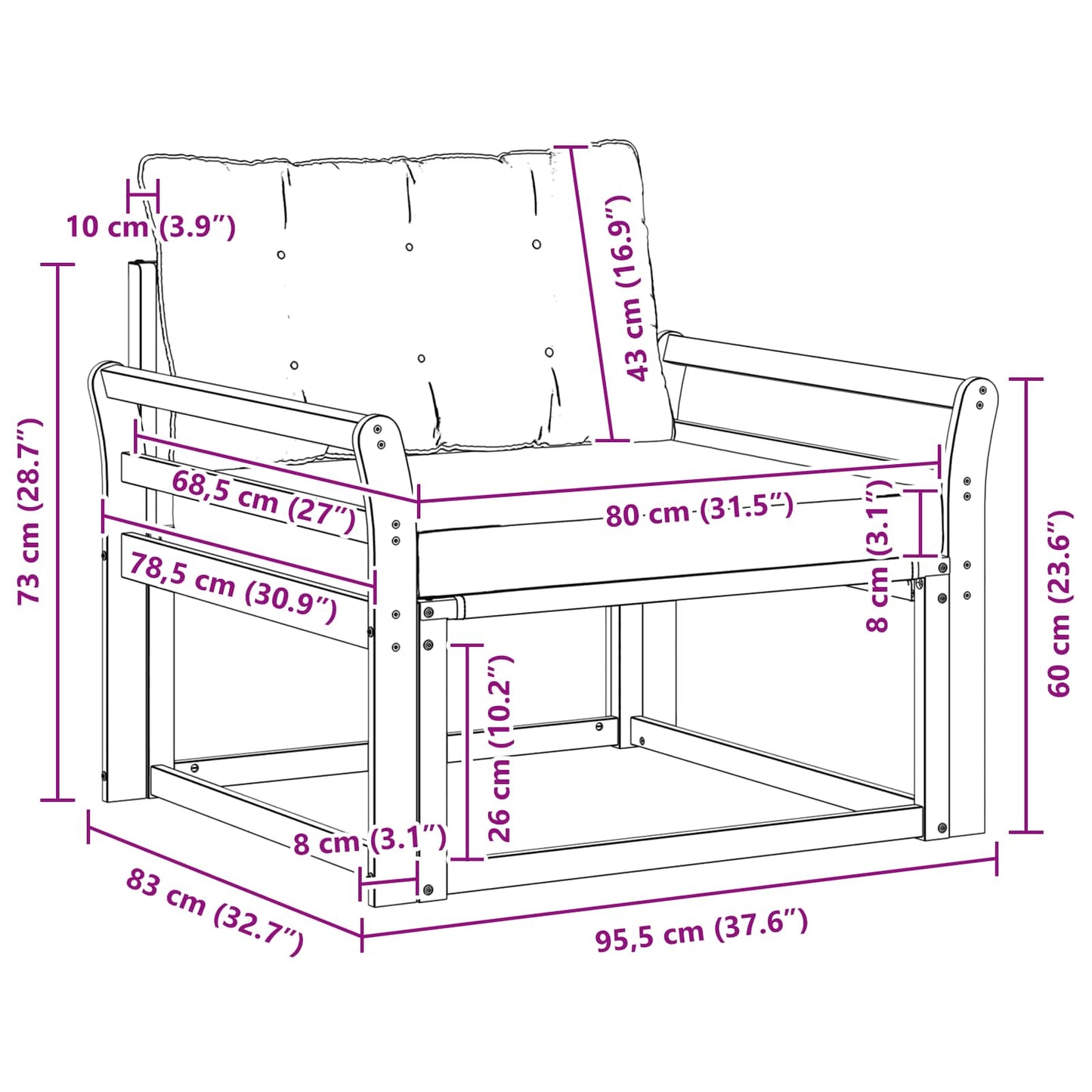 Buiten bankenset Massief Acaciahout en Textilene Wit