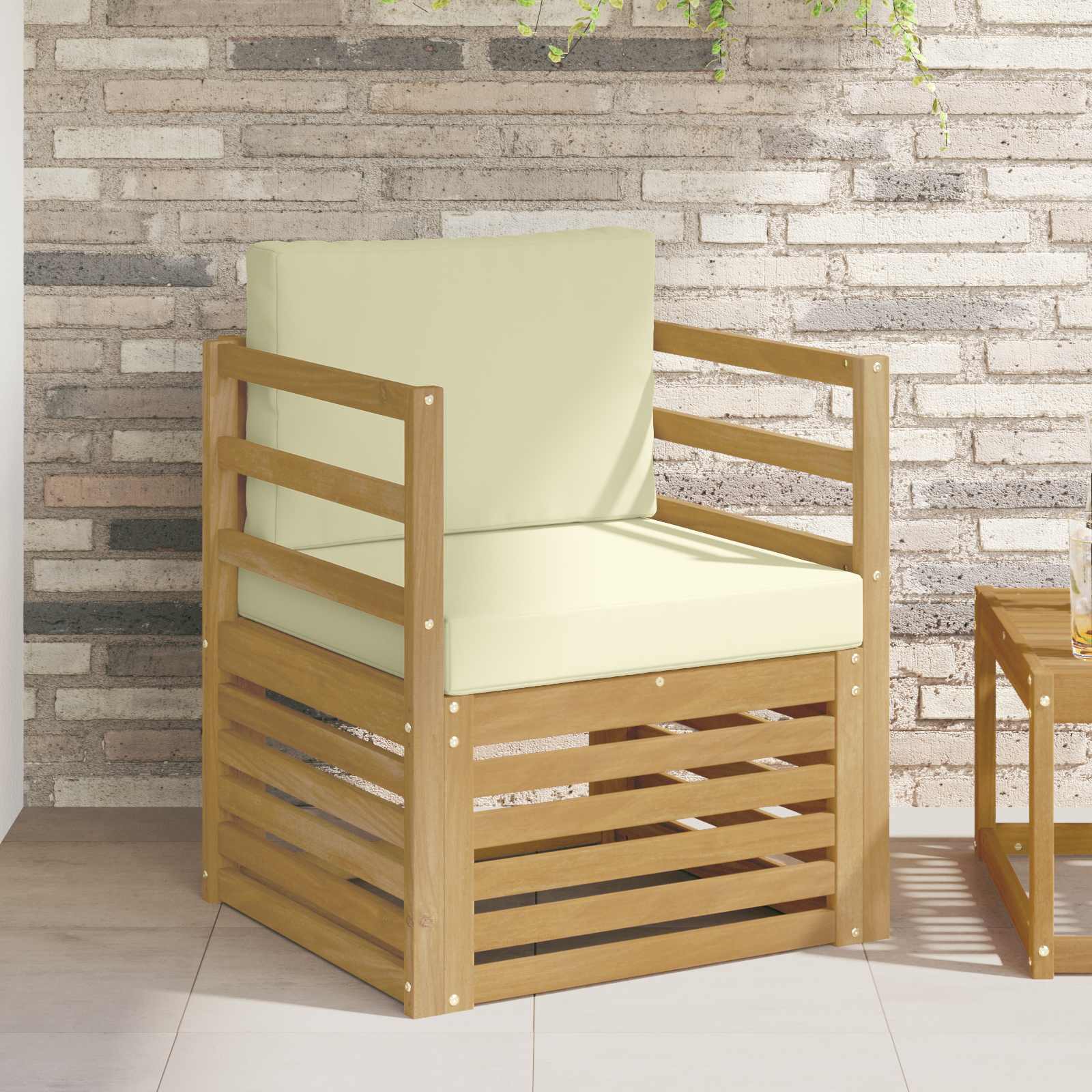 Tuinbank Polyester Wit en crèmekleurig