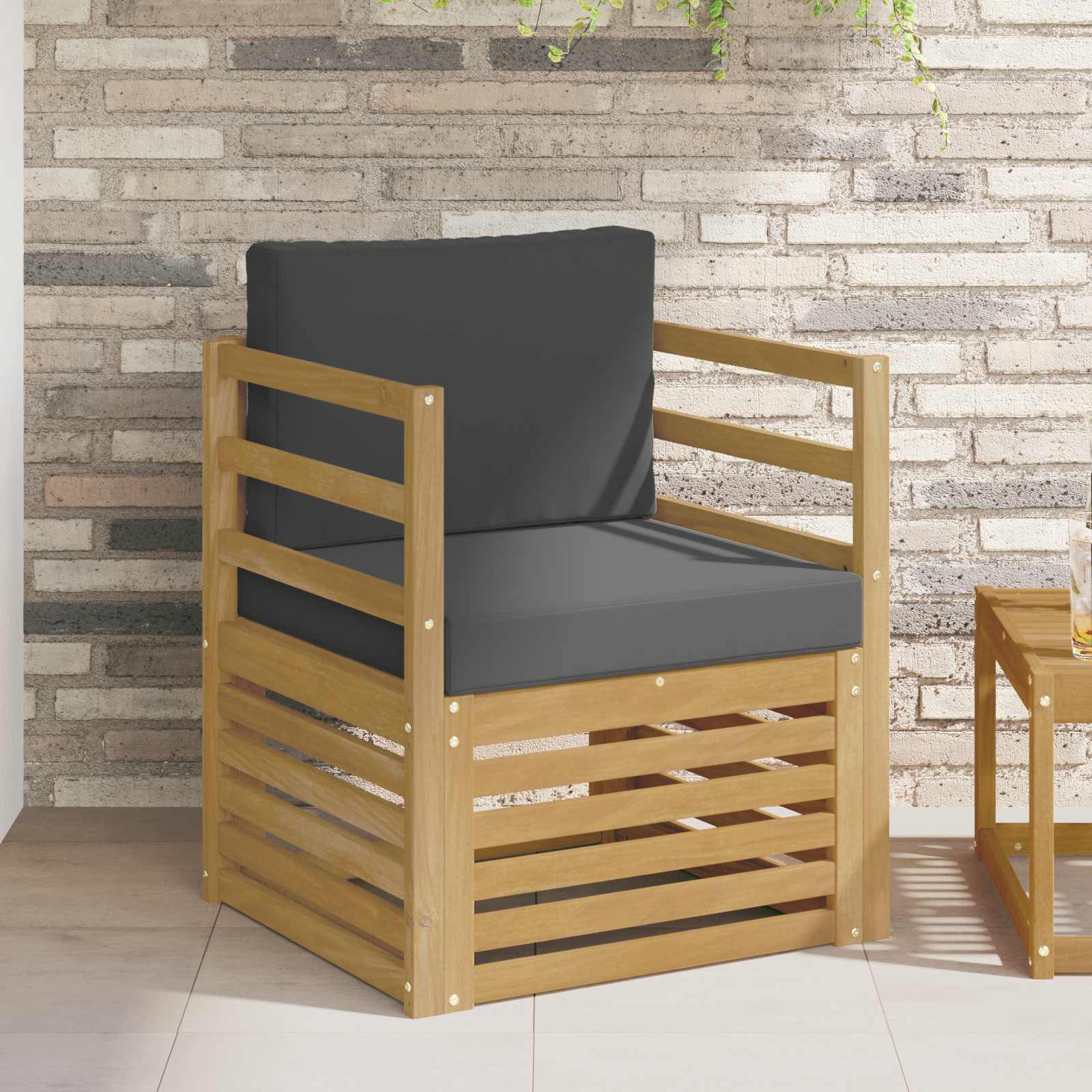 Tuinbank Polyester wit en antracietkleurig