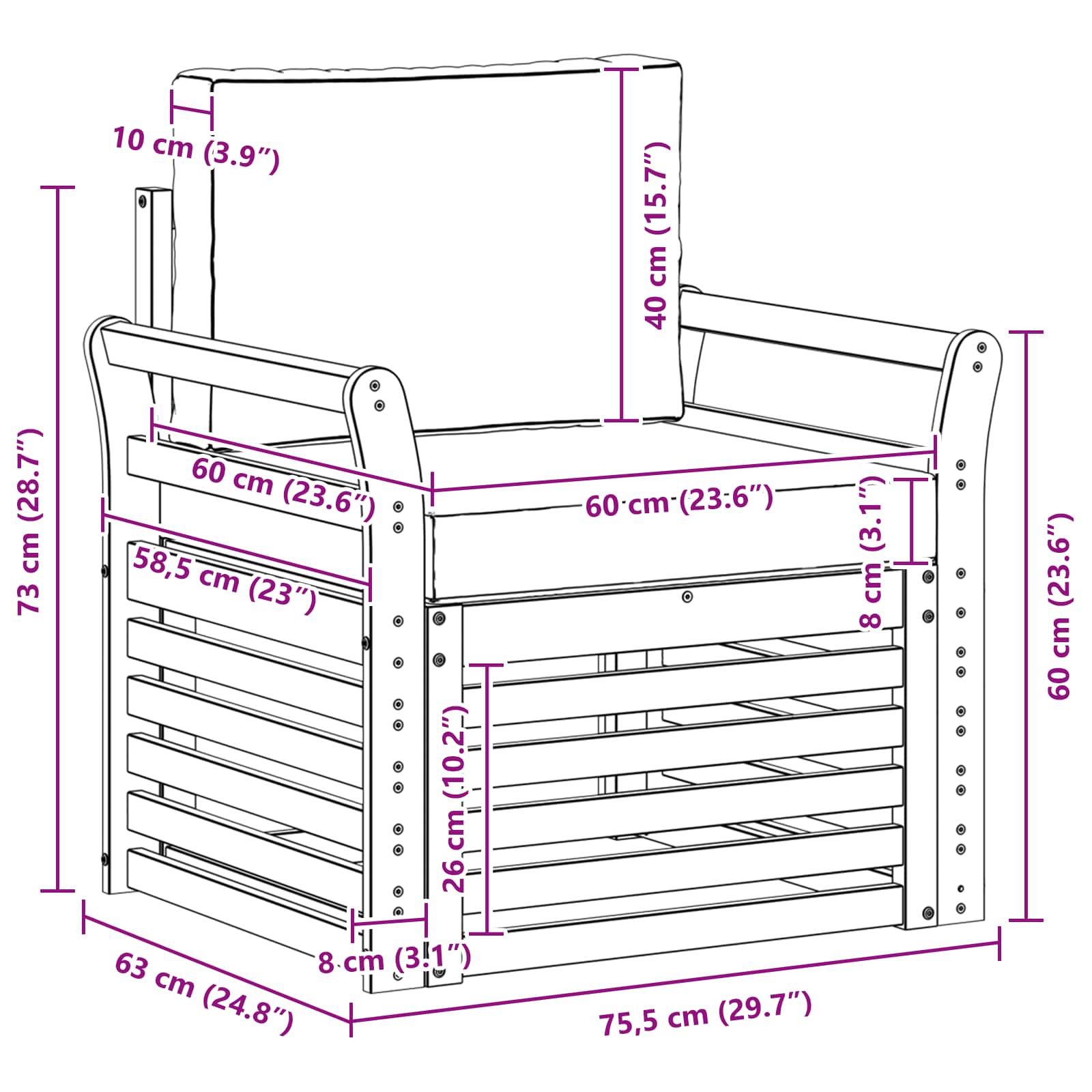 Buiten bankenset Polyester Wit