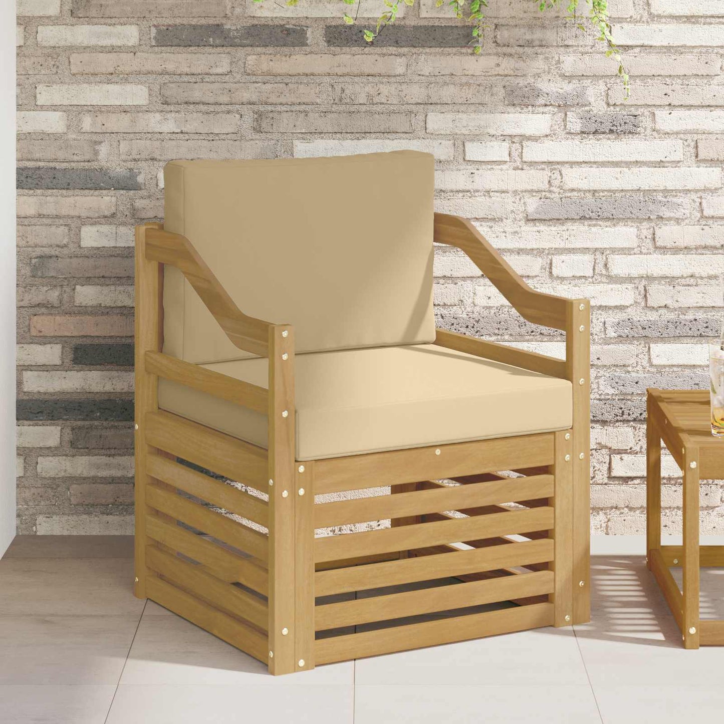 Tuinbank Polyester wit en beige