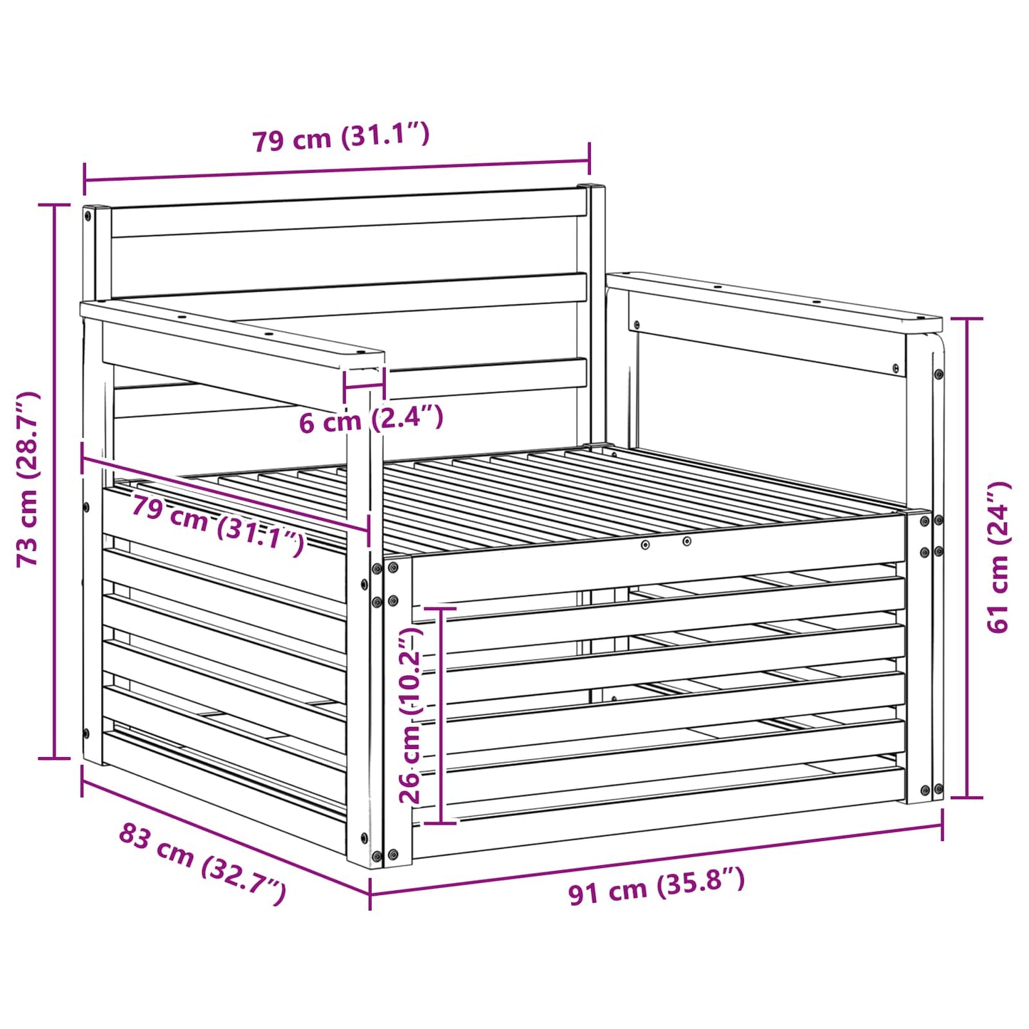 Tuinbank Massief Acaciahout Wit