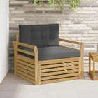 Tuinbank massief acaciahout wit polyester kussen