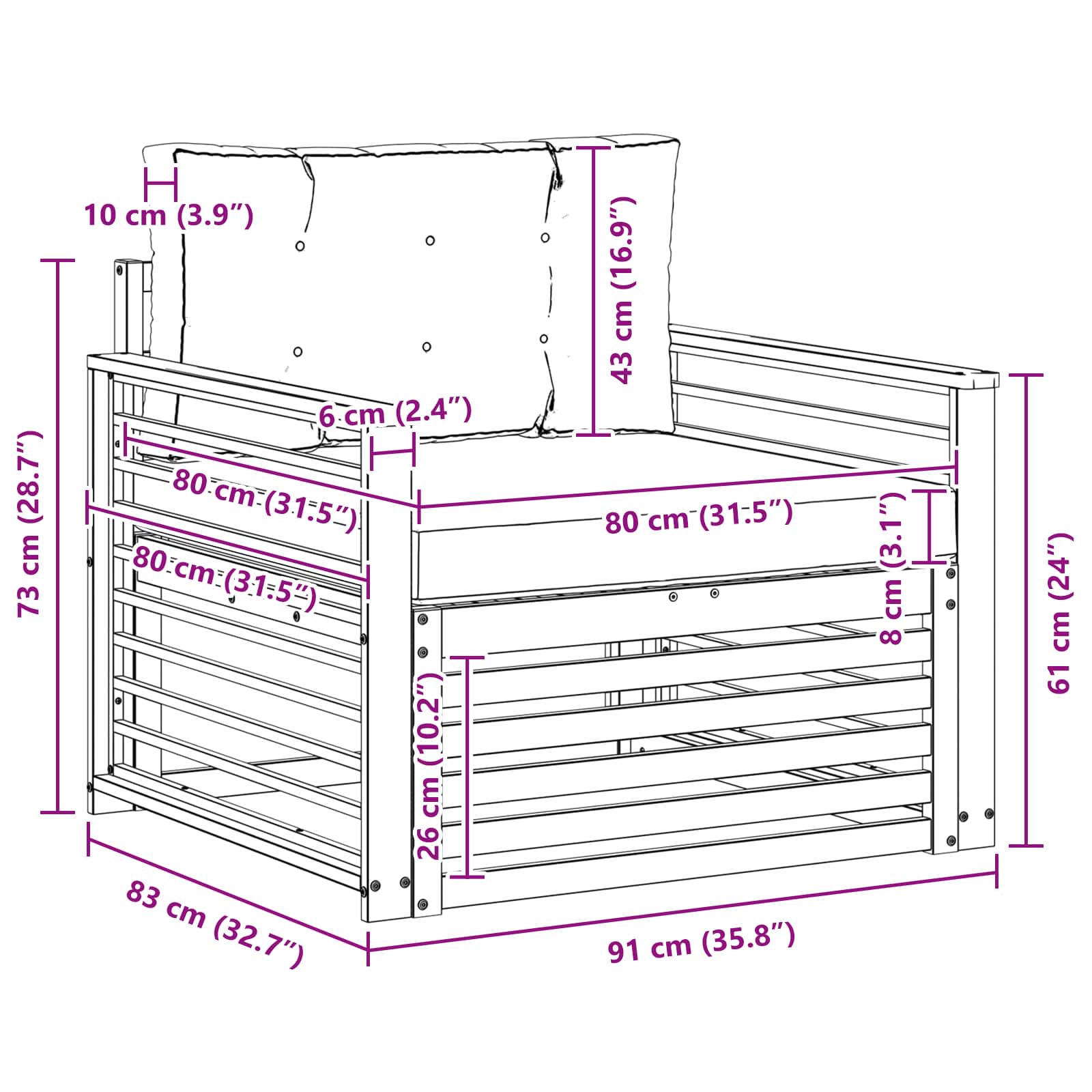 Tuinbank Polyester Wit