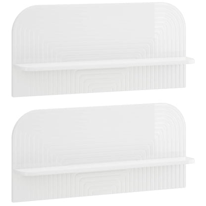 Wandplank 2 st Hoogglans Wit 80,5 x 13,5 x 37,5 cm Bewerkt hout