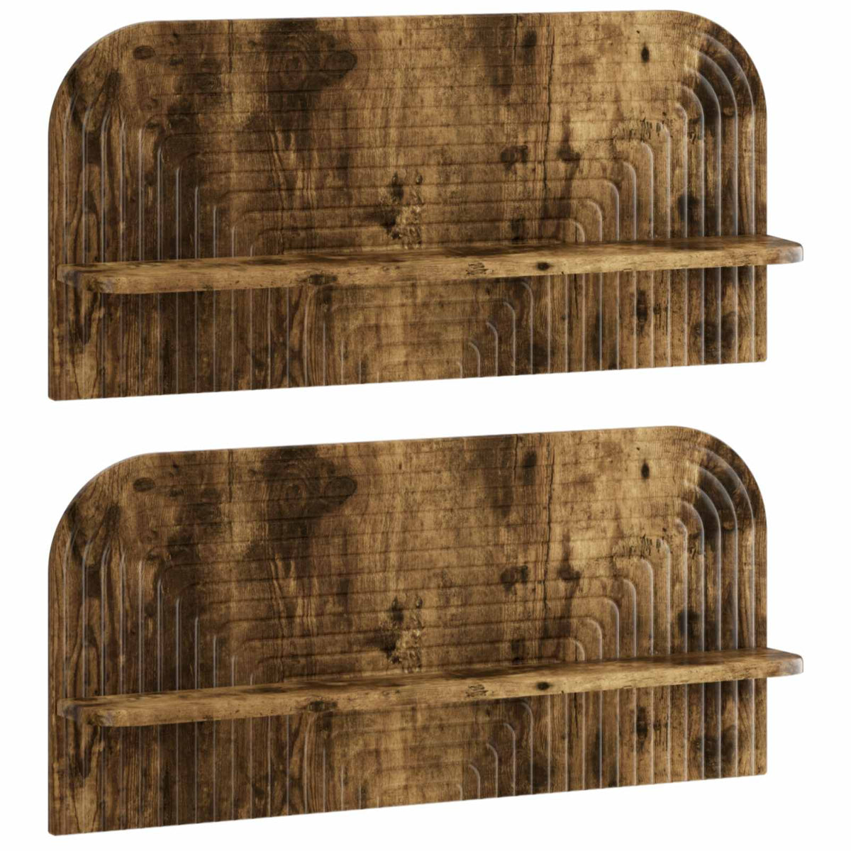 Wandplank 2 st Gerookt eiken 80.5 x 13.5 x 37.5 cm Bewerkt hout
