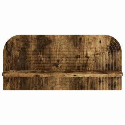 Wandplank 2 st Gerookt eiken 80.5 x 13.5 x 37.5 cm Bewerkt hout