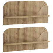 Wandplank 2 stuks bewerkt hout eikenlook 80.5x13.5x37.5 cm