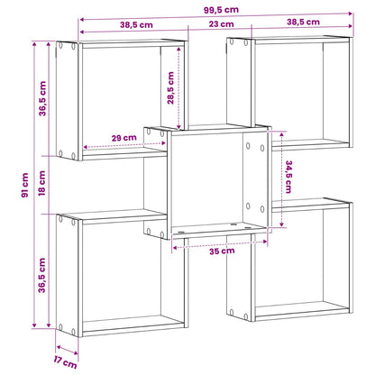 Wandplank Grijs Sonoma 99,5 x 17 x 91 cm Bewerkt hout