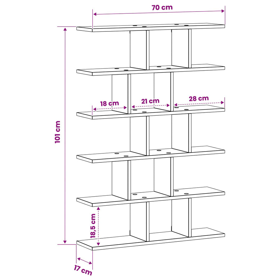 Wandplank Eikenhout 70 x 17 x 101 cm Bewerkt hout