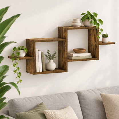 Wandplank Gerookt eiken 95 x 17 x 37 cm Bewerkt hout