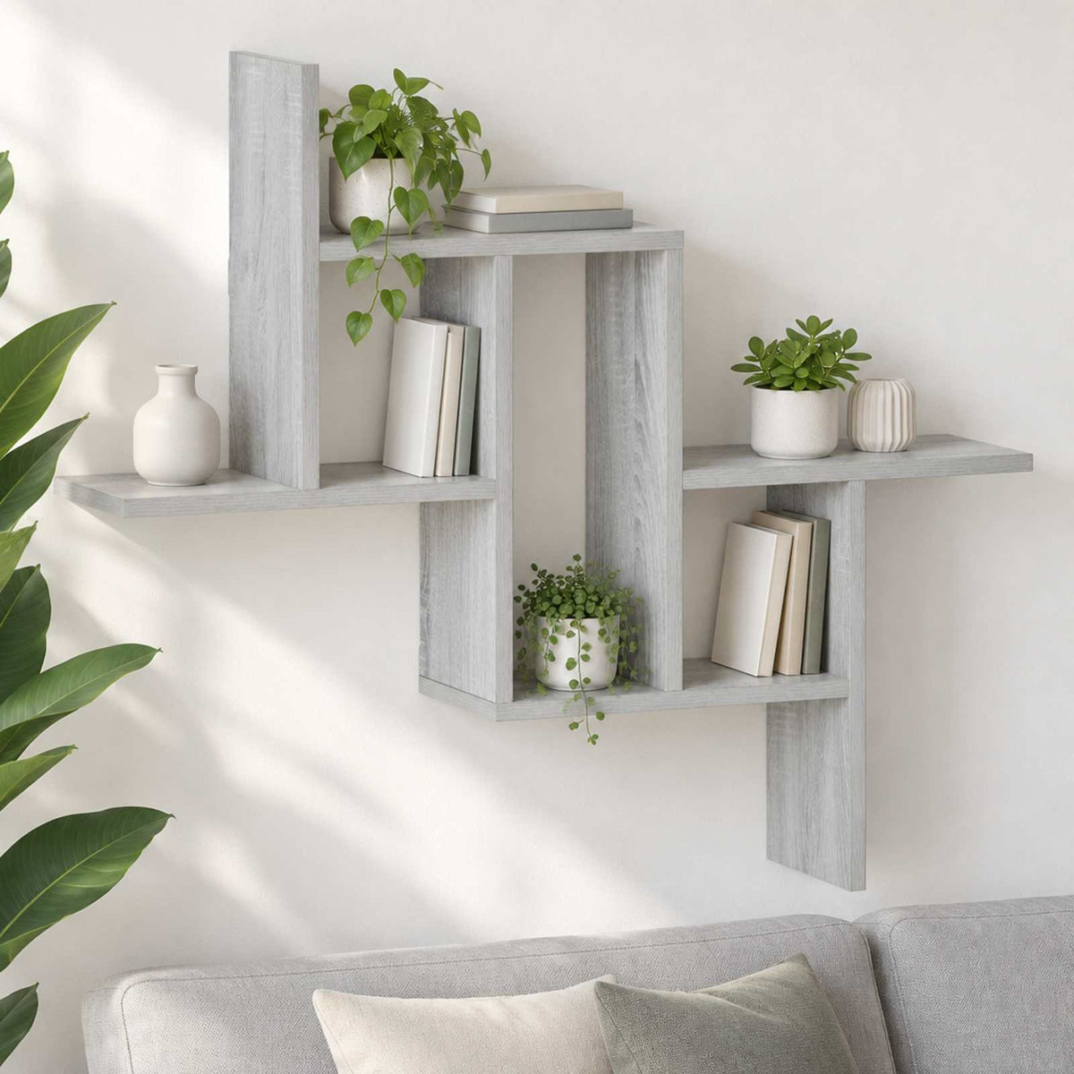 Wandplank Grijs Sonoma 87 x 17 x 75 cm Bewerkt hout