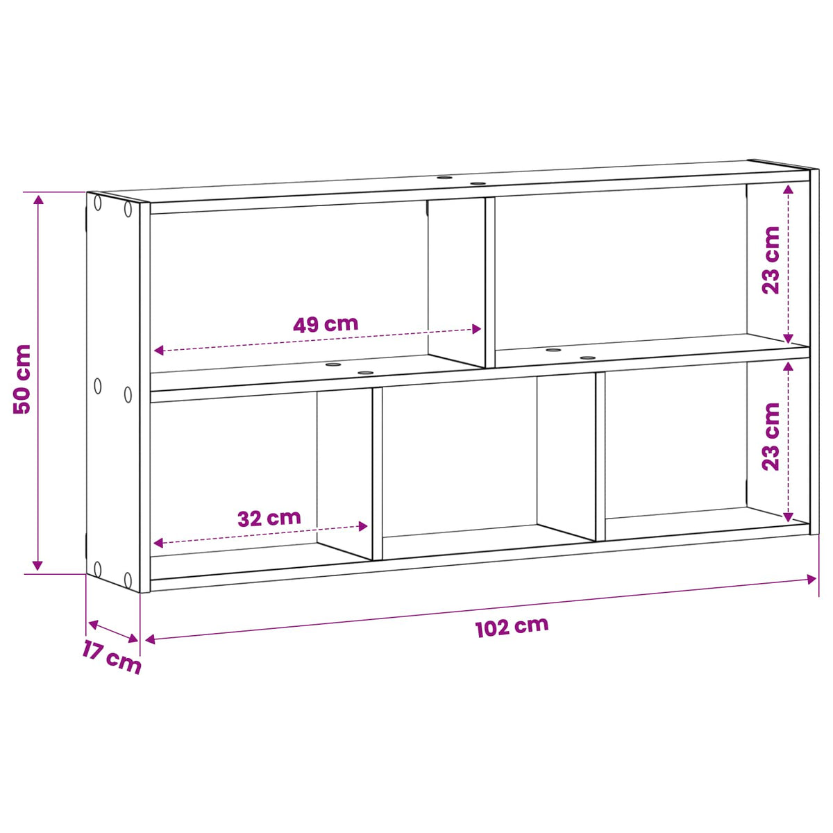 Wandplank Oud hout 102 x 17 x 50 cm Bewerkt hout