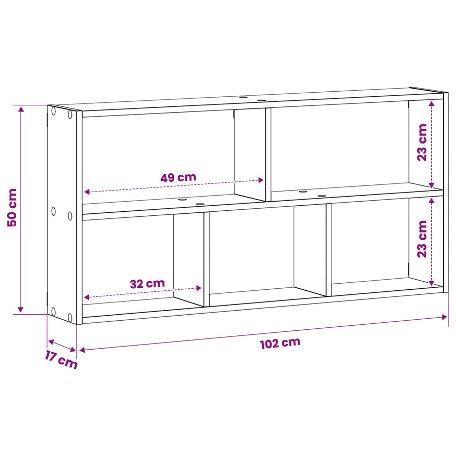 Wandplank Oud hout 102 x 17 x 50 cm Bewerkt hout