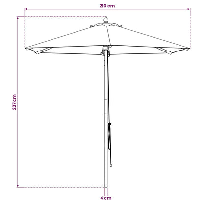 Tuinparasol Ø 210 x 237 cm massief eucalyptushout Crèmewit