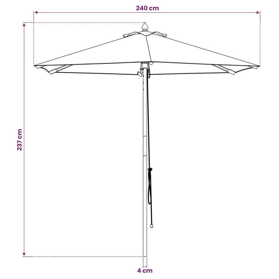 Tuinparasol Ø 240 x 237 cm massief eucalyptushout Crèmewit