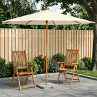 Parasol Ø 300 x 248 cm massief eucalyptushout Crèmewit