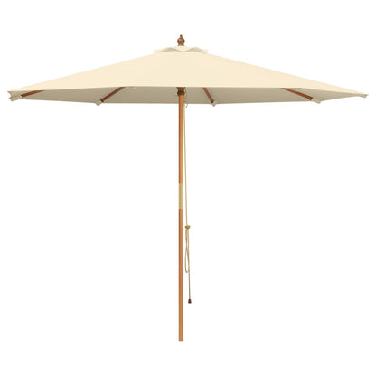 Parasol Ø 300 x 248 cm massief eucalyptushout Crèmewit
