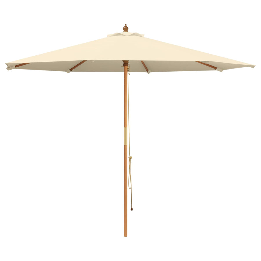 Parasol Ø 300 x 248 cm massief eucalyptushout Crèmewit