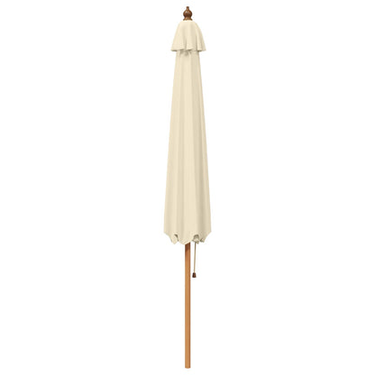 Parasol Ø 300 x 248 cm massief eucalyptushout Crèmewit