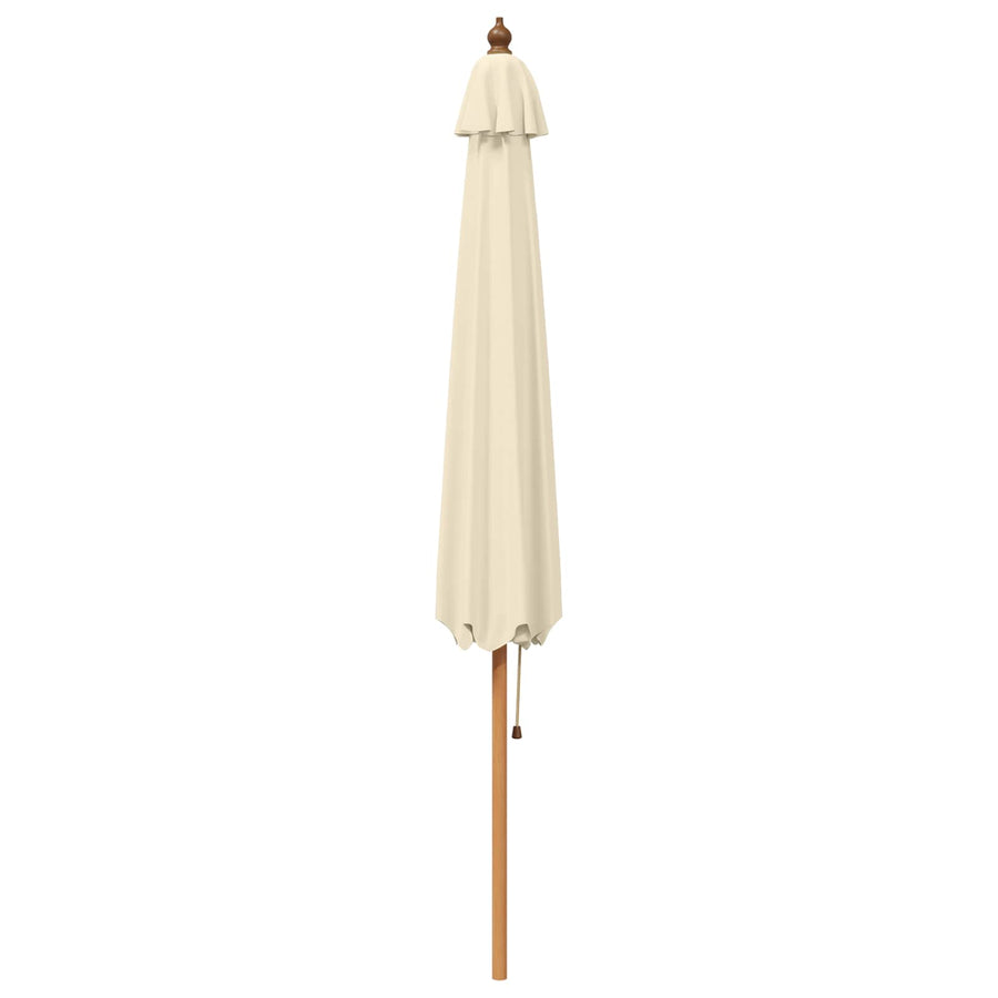 Parasol Ø 300 x 248 cm massief eucalyptushout Crèmewit