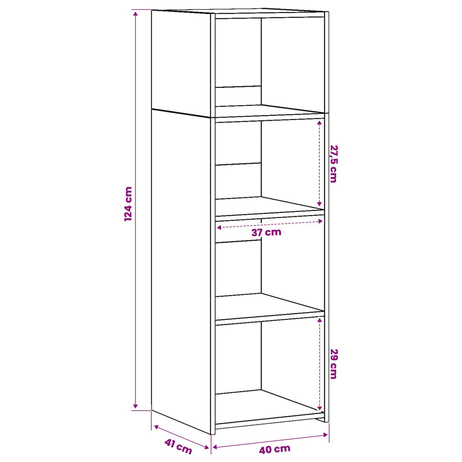 Hoge kast Zwart eiken 40 x 41 x 124 cm Bewerkt hout
