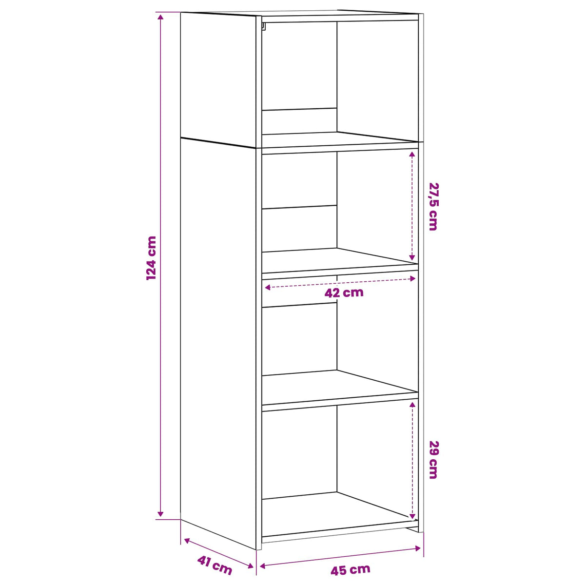 Hoge kast Oud hout 45 x 41 x 124 cm Bewerkt hout