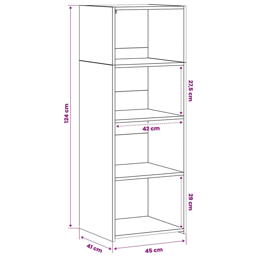 Hoge kast Zwart eiken 45 x 41 x 124 cm Bewerkt hout