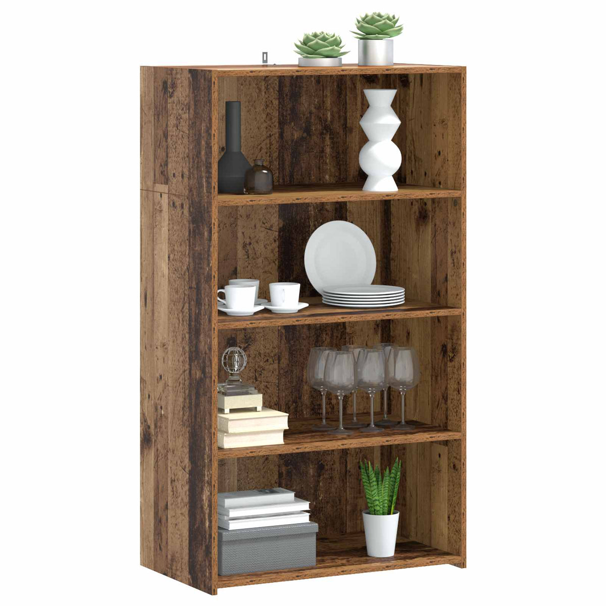 Hoge kast Oud hout 70 x 41 x 124 cm Bewerkt hout