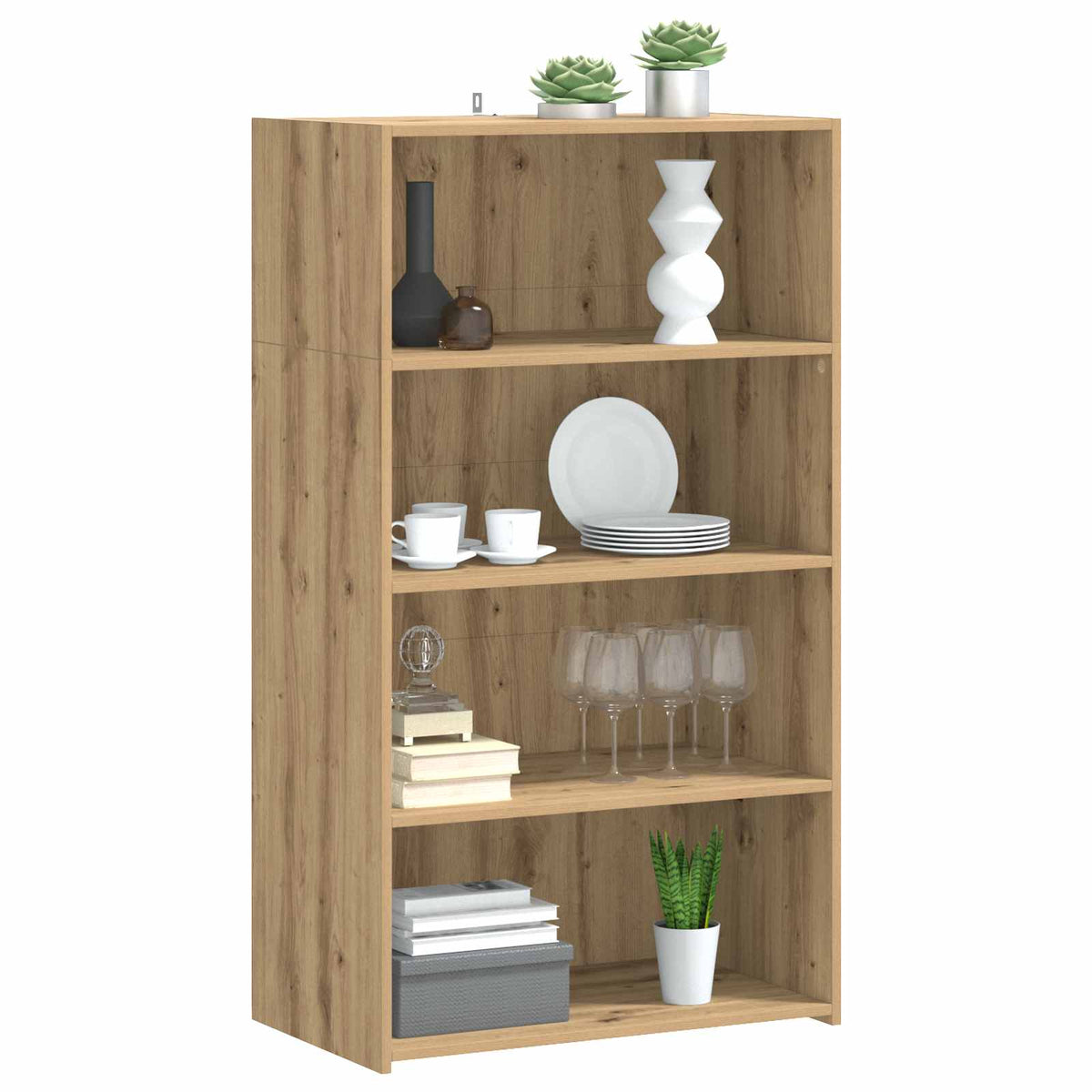 Hoge kast Artisanaal eiken 70 x 41 x 124 cm Bewerkt hout