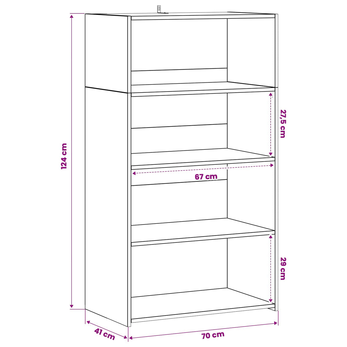 Hoge kast Artisanaal eiken 70 x 41 x 124 cm Bewerkt hout