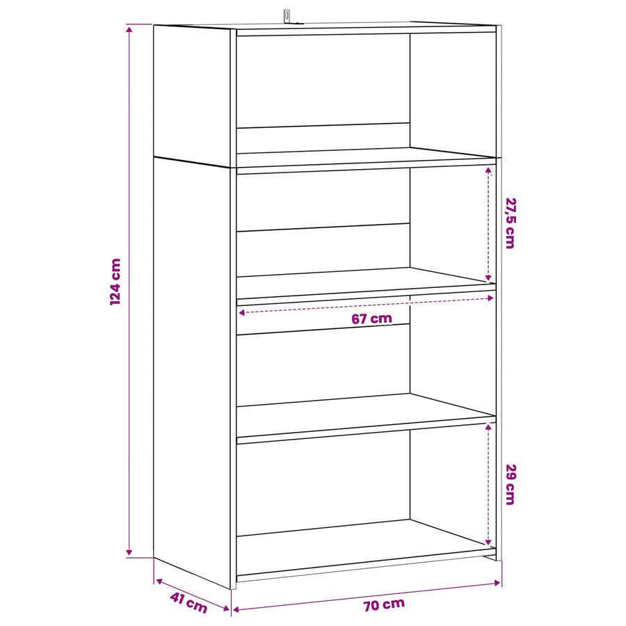 Hoge kast Artisanaal eiken 70 x 41 x 124 cm Bewerkt hout