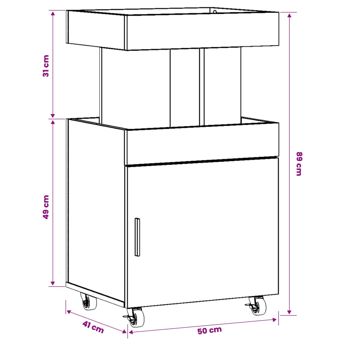 Serveerwagen Eikenhout 50 x 41 x 89 cm Bewerkt hout