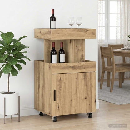 Serveerwagen Artisanaal eiken 50 x 41 x 89 cm Bewerkt hout