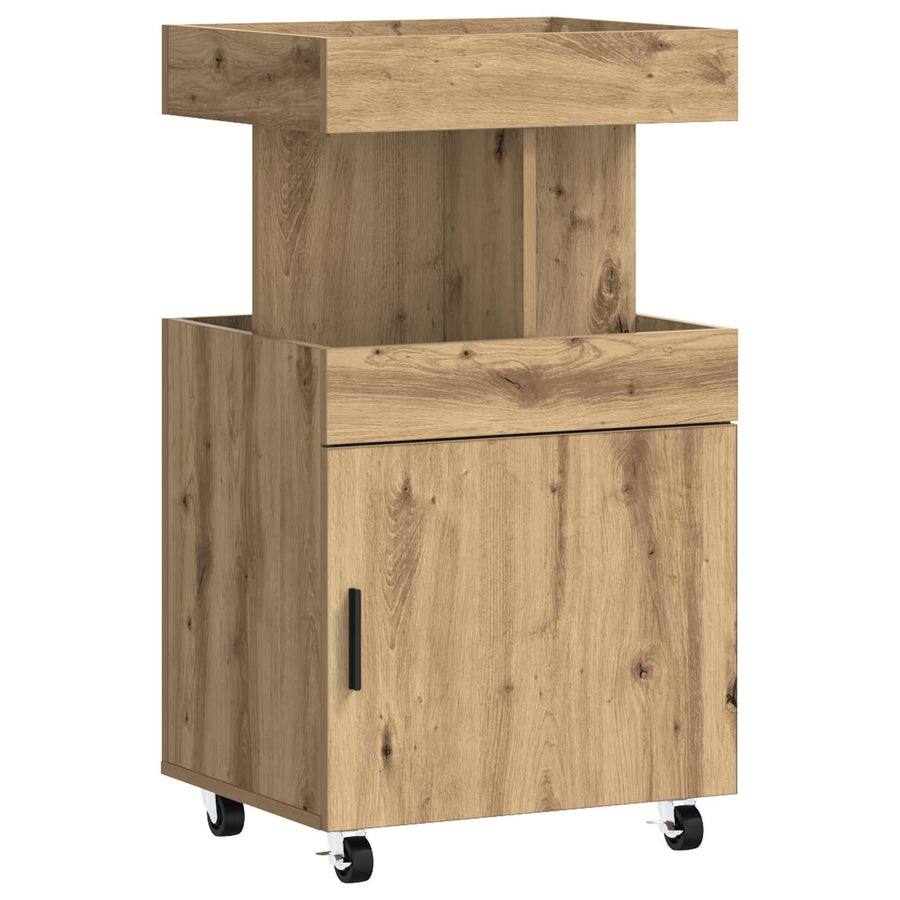 Serveerwagen Artisanaal eiken 50 x 41 x 89 cm Bewerkt hout