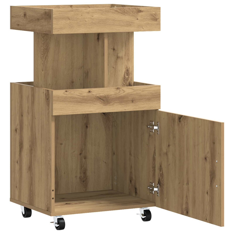 Serveerwagen Artisanaal eiken 50 x 41 x 89 cm Bewerkt hout