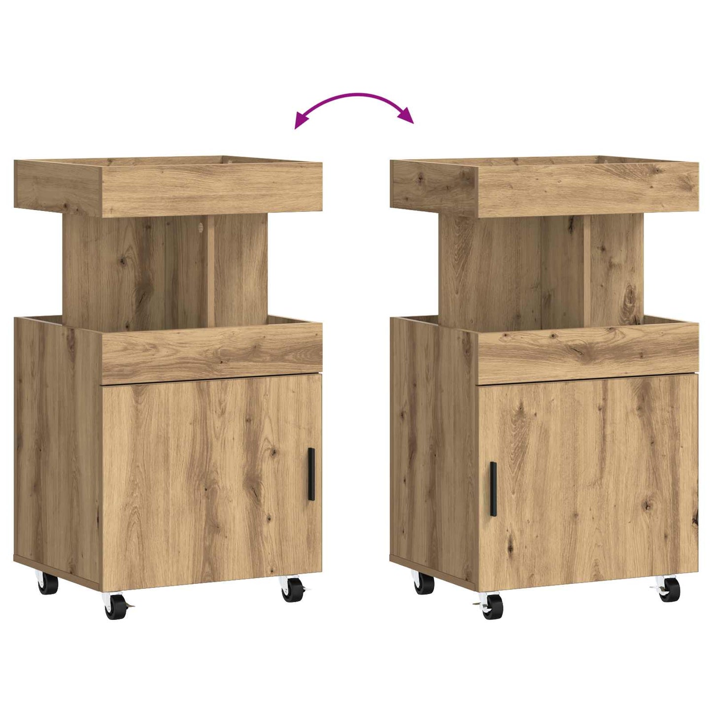 Serveerwagen Artisanaal eiken 50 x 41 x 89 cm Bewerkt hout