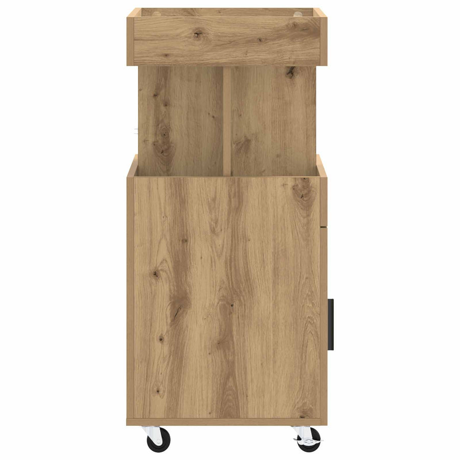 Serveerwagen Artisanaal eiken 50 x 41 x 89 cm Bewerkt hout