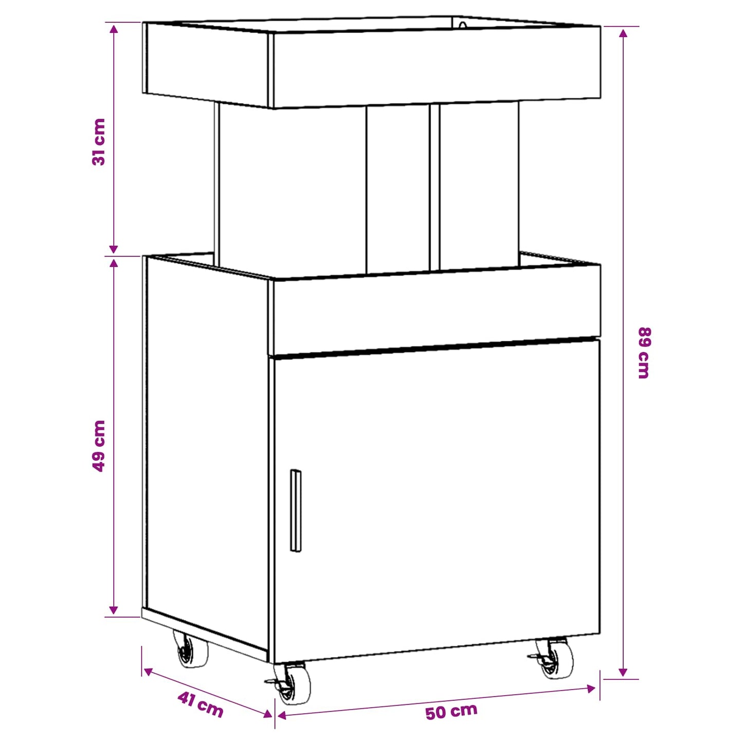 Serveerwagen Artisanaal eiken 50 x 41 x 89 cm Bewerkt hout