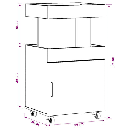 Serveerwagen Artisanaal eiken 50 x 41 x 89 cm Bewerkt hout