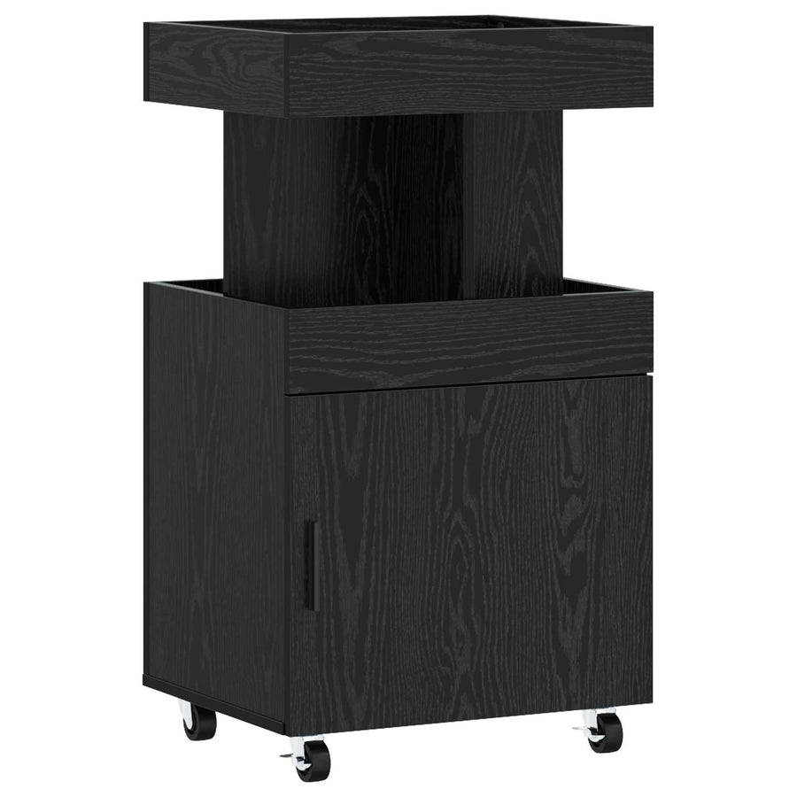 Serveerwagen Zwart eiken 50 x 41 x 89 cm Bewerkt hout