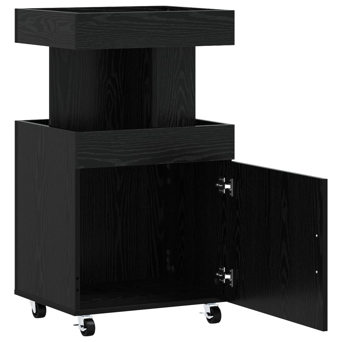 Serveerwagen Zwart eiken 50 x 41 x 89 cm Bewerkt hout