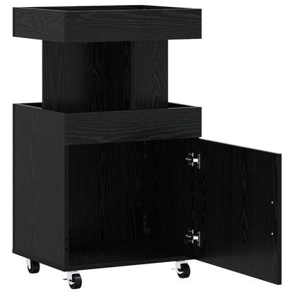 Serveerwagen Zwart eiken 50 x 41 x 89 cm Bewerkt hout