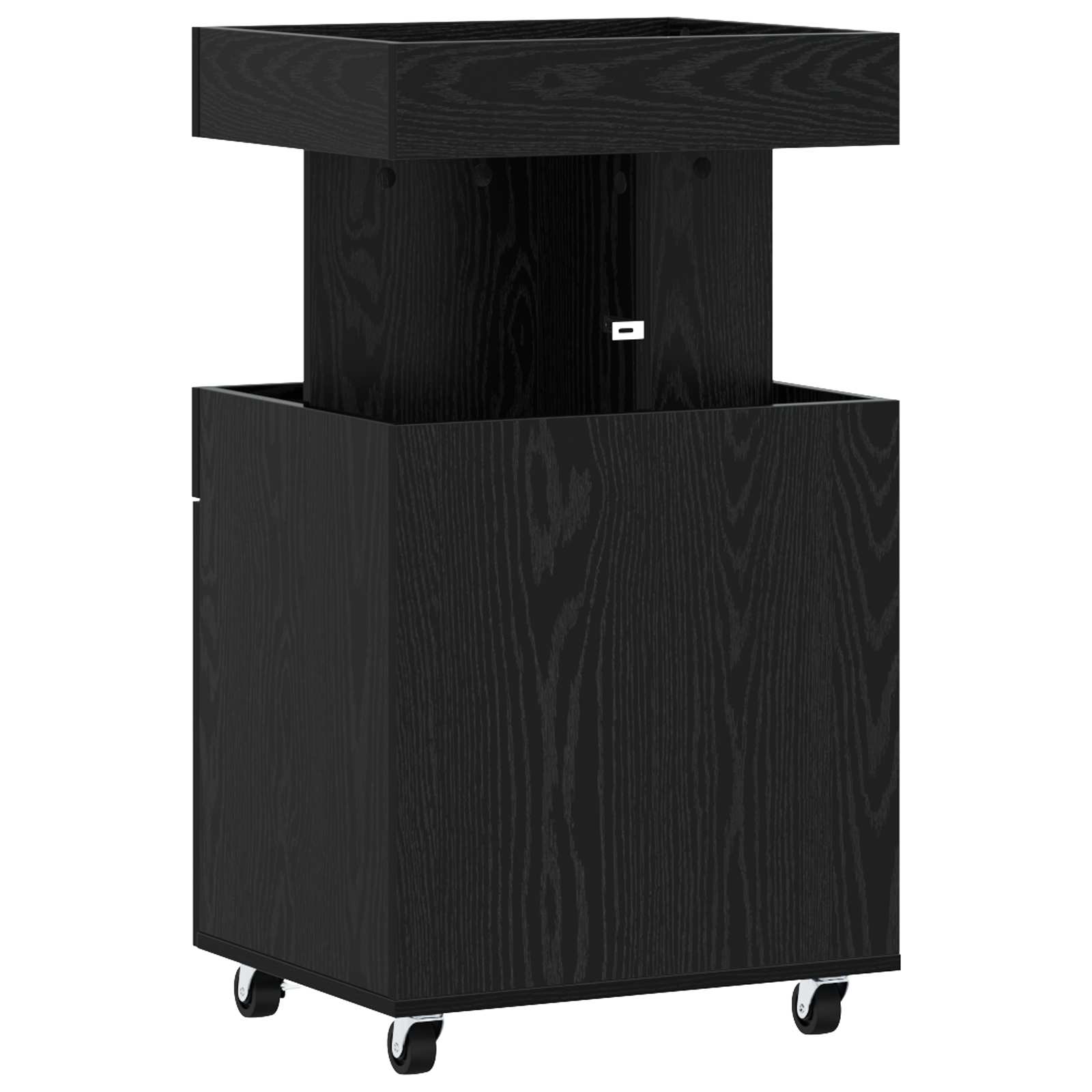 Serveerwagen Zwart eiken 50 x 41 x 89 cm Bewerkt hout