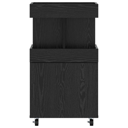 Serveerwagen Zwart eiken 50 x 41 x 89 cm Bewerkt hout