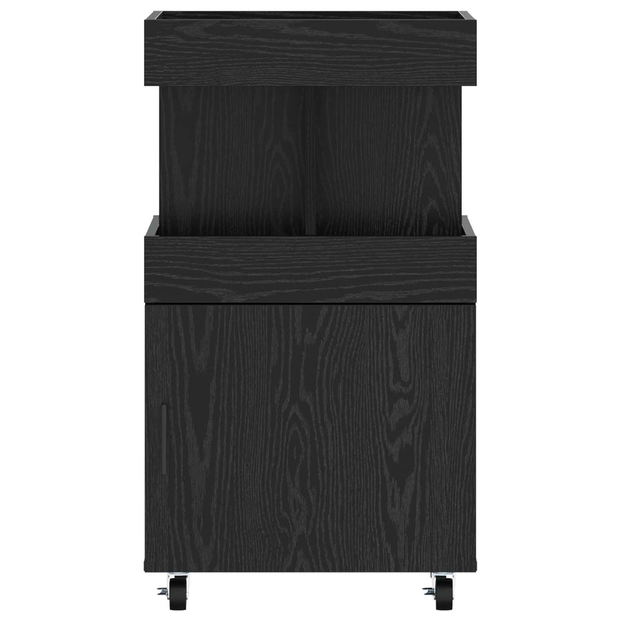 Serveerwagen Zwart eiken 50 x 41 x 89 cm Bewerkt hout