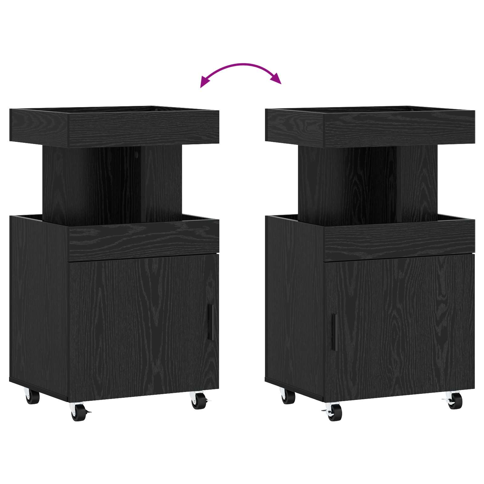 Serveerwagen Zwart eiken 50 x 41 x 89 cm Bewerkt hout