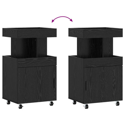 Serveerwagen Zwart eiken 50 x 41 x 89 cm Bewerkt hout