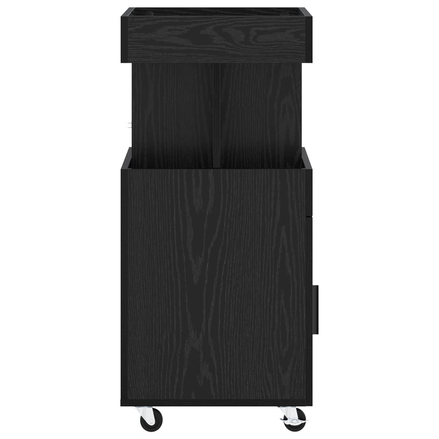 Serveerwagen Zwart eiken 50 x 41 x 89 cm Bewerkt hout